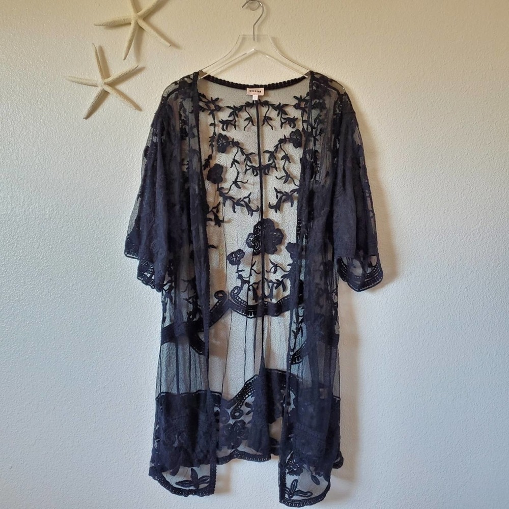 Dizzire Floral Swimsuit Coverups Size XS Black